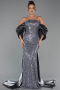Robe de Soirée Longue Perlé Anthracite ABU5169