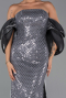 Robe de Soirée Longue Perlé Anthracite ABU5169