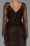 Robe de Soirée Longue Perlé Brun ABU6349