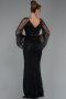 Robe de Soirée Longue Perlé Noir ABU6349