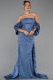 Robe de Soirée Longue Perlé Indigo ABU6351