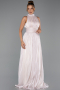 Robe de Soirée Longue Mousseline Beige ABU6352