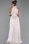 Robe de Soirée Longue Mousseline Beige ABU6352