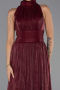Robe de Soirée Longue Mousseline Rouge Bordeaux ABU6352