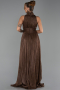 Robe de Soirée Longue Mousseline Brun ABU6352