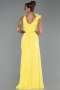 Robe de Soirée Longue Mousseline Jaune ABU6354