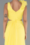 Robe de Soirée Longue Mousseline Jaune ABU6354