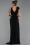 Robe de Soirée Longue Mousseline Noir ABU6354