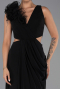 Robe de Soirée Longue Mousseline Noir ABU6354