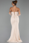 Robe Grande Taille Longue Dantelle Beige ABU6364