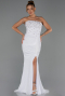 Robe de Soirée Longue Dantelle Blanc ABU6355