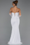 Robe de Soirée Longue Dantelle Blanc ABU6355