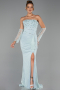 Robe de Soirée Longue Dantelle Turquoise ABU6355