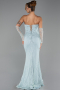 Robe de Soirée Longue Dantelle Turquoise ABU6355