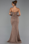 Robe de Soirée Longue Dantelle Brun clair ABU6355
