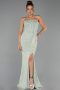 Robe de Soirée Longue Dantelle Menthe ABU6355