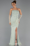 Robe de Soirée Longue Dantelle Menthe ABU6355