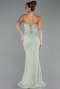 Robe de Soirée Longue Dantelle Menthe ABU6355
