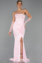 Robe de Soirée Longue Dantelle Poudre ABU6355