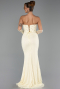 Robe de Soirée Longue Dantelle Jaune ABU6355