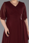 Robe de Soirée Grande Taille Longue Mousseline Rouge Bordeaux ABU5180