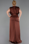 Robe Grande Taille Satin Longue Brun Clair ABU2969