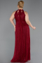 Robe de Soirée Grande Taille Longue Dantelle Rouge Bordeaux ABU6330