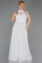 Robe de Soirée Grande Taille Longue Dantelle Blanc ABU6330