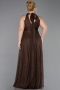 Robe de Soirée Grande Taille Longue Dantelle Brun ABU6330