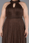 Robe de Soirée Grande Taille Longue Dantelle Brun ABU6330