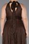 Robe de Soirée Grande Taille Longue Dantelle Brun ABU6330