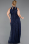 Robe de Soirée Grande Taille Longue Dantelle Bleu Marine ABU6330