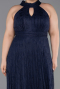 Robe de Soirée Grande Taille Longue Dantelle Bleu Marine ABU6330