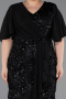 Robe De Invitation Grande Taille Midi Squameuse Noir ABK2666