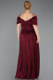 Robe de Soirée Grande Taille Longue Rouge Bordeaux ABU6333