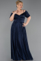 Robe de Soirée Grande Taille Longue Bleu Marine ABU6333