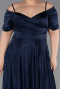 Robe de Soirée Grande Taille Longue Bleu Marine ABU6333