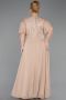 Robe de Soirée Grande Taille Longue Mousseline Or ABU6340