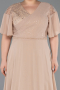 Robe de Soirée Grande Taille Longue Mousseline Or ABU6340
