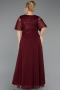 Robe de Soirée Grande Taille Longue Mousseline Rouge Bordeaux ABU6340