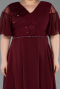 Robe de Soirée Grande Taille Longue Mousseline Rouge Bordeaux ABU6340