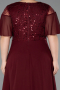 Robe de Soirée Grande Taille Longue Mousseline Rouge Bordeaux ABU6340