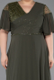 Robe de Soirée Grande Taille Longue Mousseline Kaki ABU6340