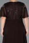 Robe de Soirée Grande Taille Longue Mousseline Brun ABU6340