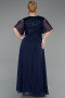 Robe de Soirée Grande Taille Longue Mousseline Bleu Marine ABU6340