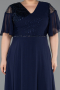 Robe de Soirée Grande Taille Longue Mousseline Bleu Marine ABU6340