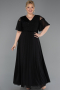 Robe de Soirée Grande Taille Longue Mousseline Noir ABU6340