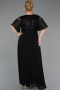 Robe de Soirée Grande Taille Longue Mousseline Noir ABU6340