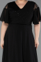 Robe de Soirée Grande Taille Longue Mousseline Noir ABU6340
