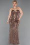 Robe De Soirée Grande Taille Longue Perlé Cuivre ABU6357